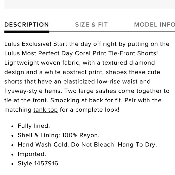 LULUS CORAL PRINT TIE -FRONT SHORTS - Picture 8 of 8
